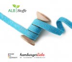 Bio Flachkordel - 1,2 cm - A16 türkis/silber Glitzer - Albstoffe - Hamburger Liebe